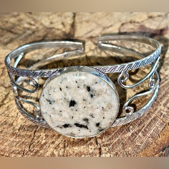 Kiwi Jasper Stone Cuff Bracelet Adjustable - Picture 3 of 11